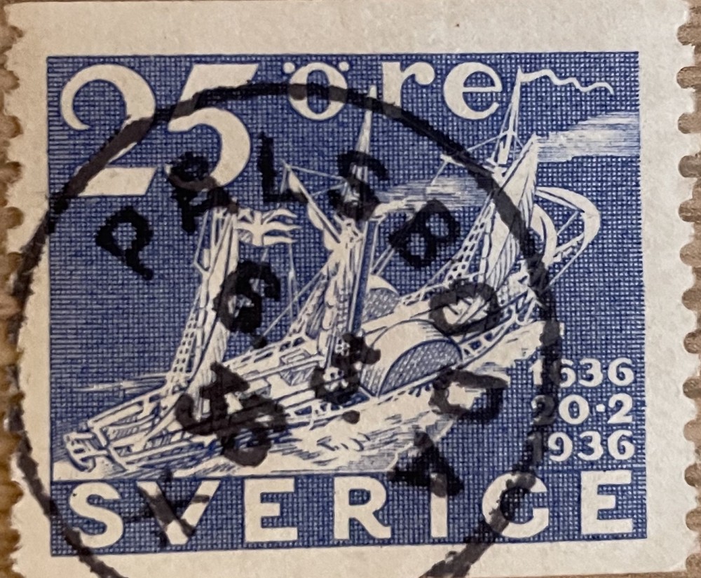 Ett helt vanligt frimärke 1936, med en helt vanlig stämpel från Pålsboda. Foto: Henrik Östensson