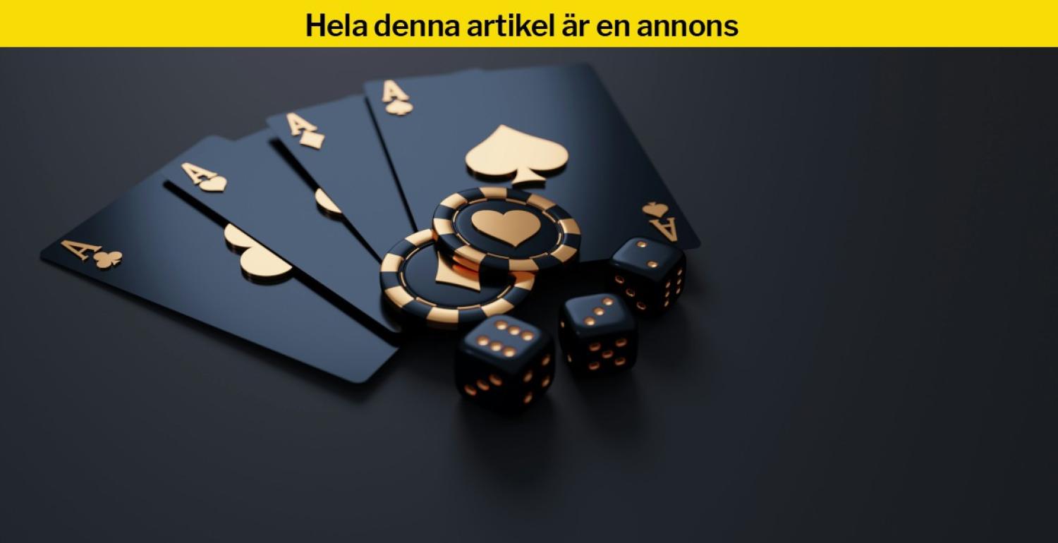 Fyra spelkort, två kasinobrickor, tre tärningar.