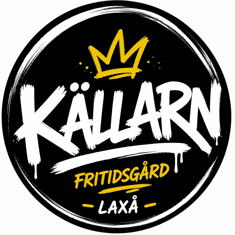 En cirkelformad svartvit logotyp med 